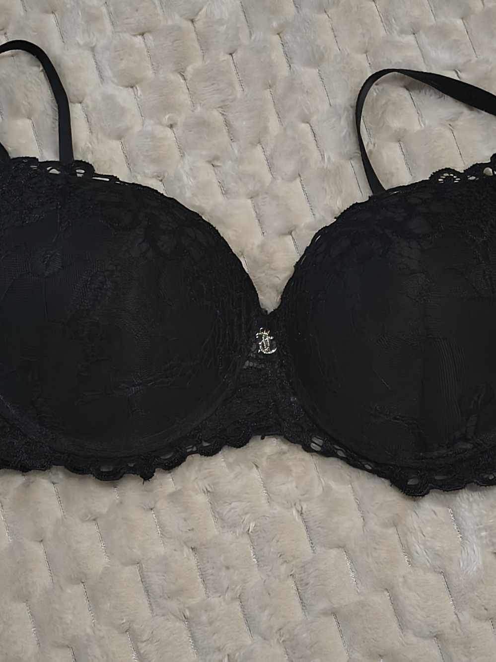 Juicy Couture Black Lace Underwire Push-Up Bra